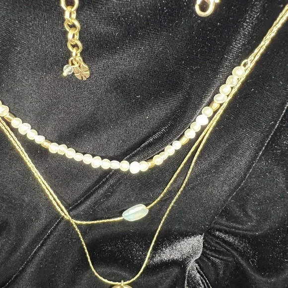 Elegant Lucky Brand 20-22” Gold bead & Pearl Necklace &bracelet set NWOT - Picture 6 of 7